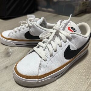 Nike White Sneakers with Black and Brown Details